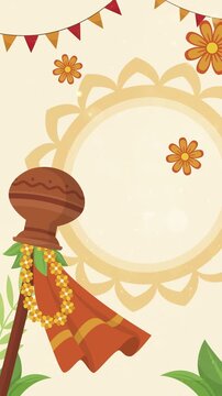 Gudi Padwa Festival Gudi Stick with Kalash Animation Video