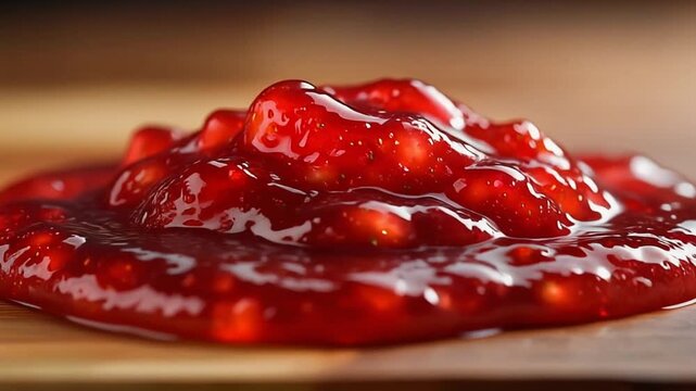 Red ripe pomegranate fruit on a plate placed on a wooden board showing fresh juicy seeds in a closeup natural food scene