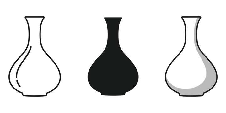 Three different styles of vases in a row
