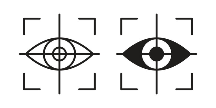 Eye tracking icon element for graphic designs. line and flat symbols