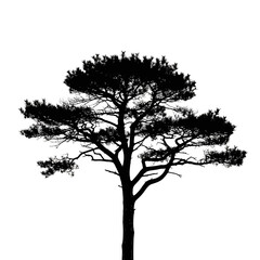Fototapeta premium Large Tree Silhouette Against White Background.