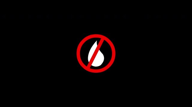 No Droplet Icon Animation on Transparent Background &ndash; Prohibition Symbol"