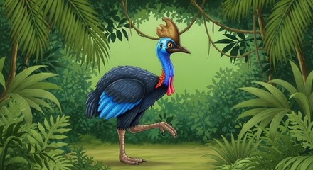 Obraz premium Colorful Extinct Bird in Dense Jungle Environment for Nature and Wildlife Photography
