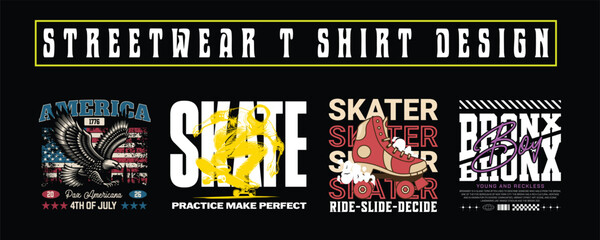 Naklejka premium Urban Streetwear T-Shirt Design Bundle – Graffiti Typography Graphic Pack