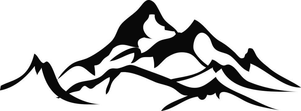 One continuous line drawing of mountain range landscape. Web banner with mounts in simple linear style. Adventure winter sports concept isolated on white background. Doodle vector illustration