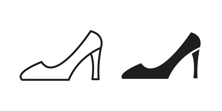 High heel shoes icon element for graphic designs. line and flat symbols