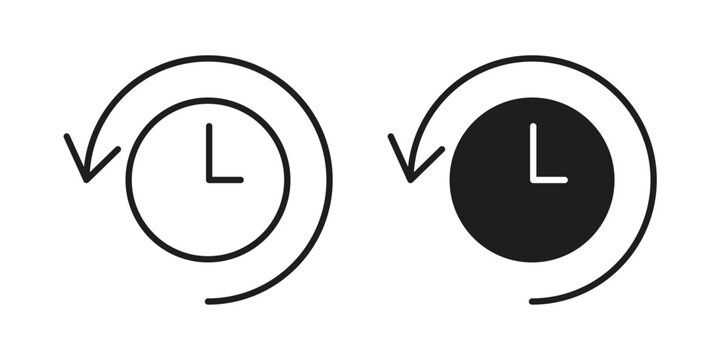 History icon element for graphic designs. line and flat symbols