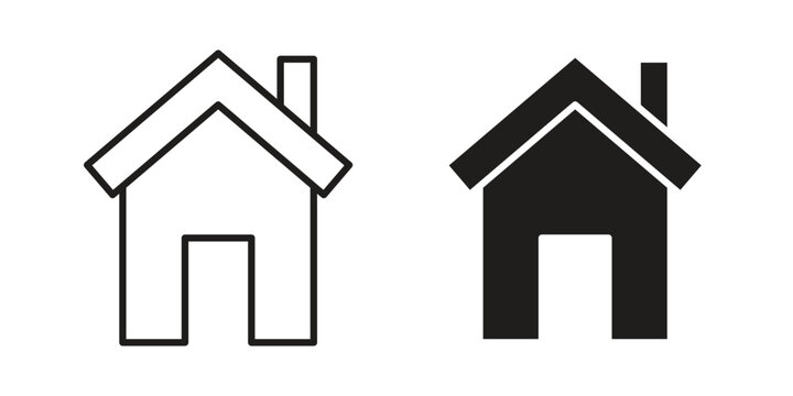 House icon element for graphic designs. line and flat symbols