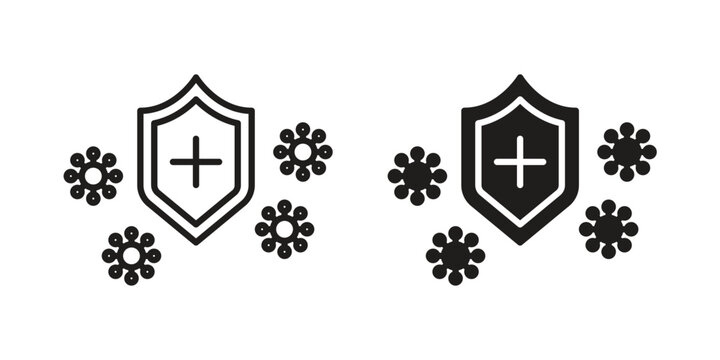 Immune system icon element for graphic designs. line and flat symbols