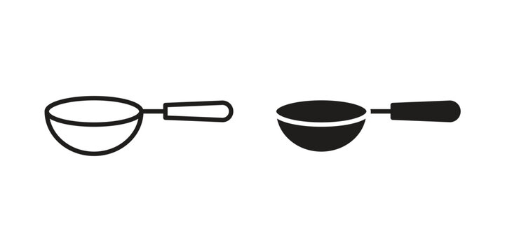 Ladle icon element for graphic designs. line and flat symbols