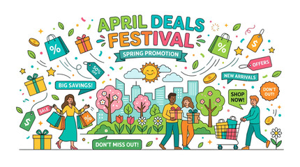 Obraz premium April Deals Festival Spring Promotion Design