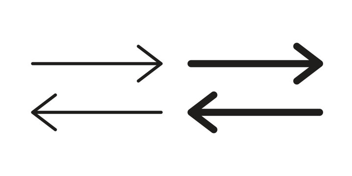Left right direction icon element for graphic designs. line and flat symbols