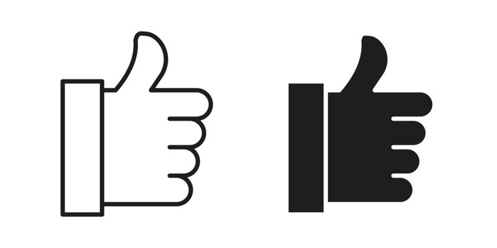 Like button icon element for graphic designs. line and flat symbols