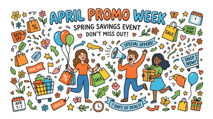 Obraz premium April Promo Week Spring Savings Event Concept