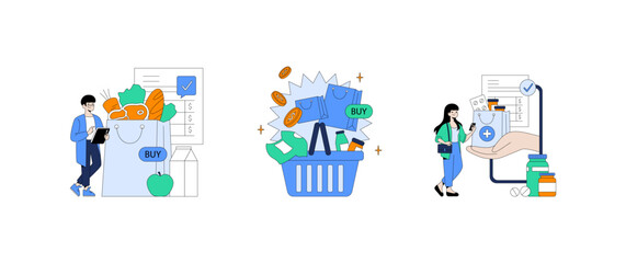 Vector Illustration of Online Shopping and Payment