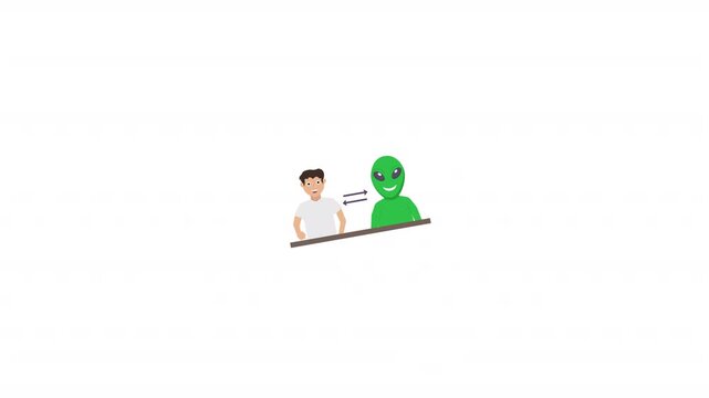 Cartoon man with alien 