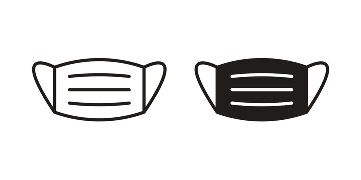 Medical mask icon element for graphic designs. line and flat symbols
