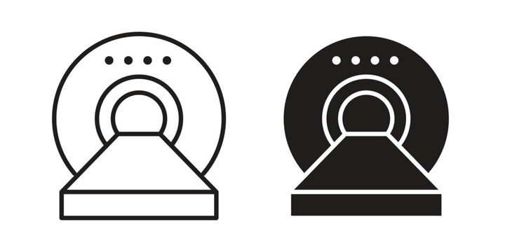 MRI scanner icon element for graphic designs. line and flat symbols