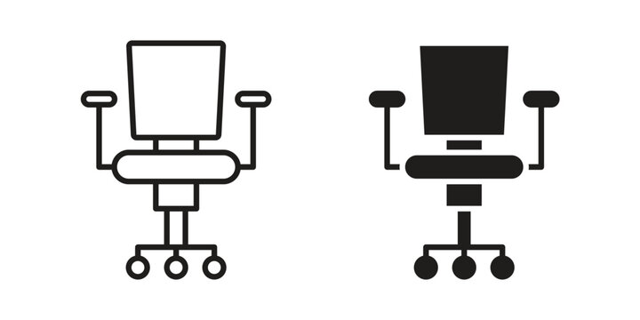 Office chair icon element for graphic designs. line and flat symbols