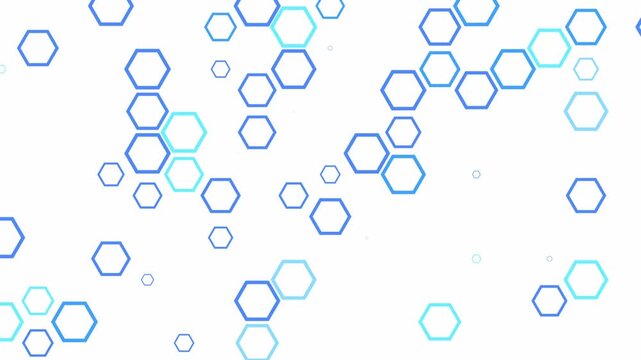 Blue Hexagon Abstract Geometric Motion Background on White