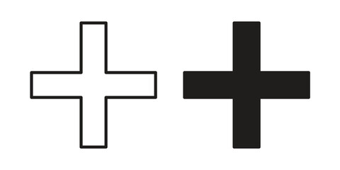 Obraz premium Plus icon element for graphic designs. line and flat symbols