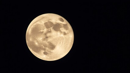 Fototapeta premium telephoto. Super moon in crisp detail against a deep blue night sky with visible lunar craters. STEM education sheets, lab safety posters, designed for STEM education and laboratory safety posters.