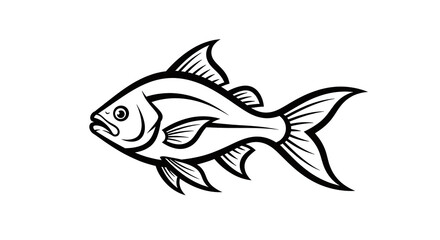 An illustration of a fish swimming in water with fins and tail visible.