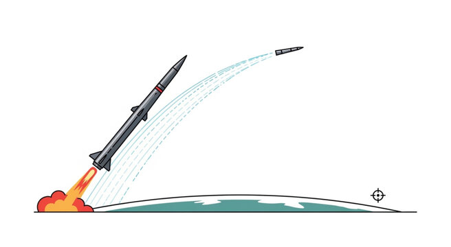 Missile Launch Trajectory - A Depiction of Ascent and Flight.