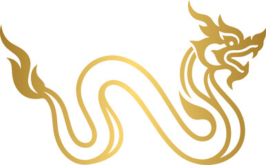 Obraz premium Luxury Golden Dragon in Traditional Oriental Style