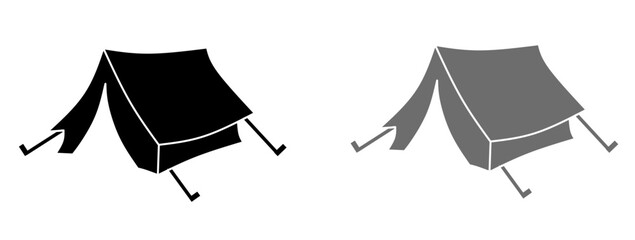 Vector illustration of a camping tent icon featuring a simple ridge design for outdoor adventure travel and hiking themes. Vector illustration of camping tent icon set