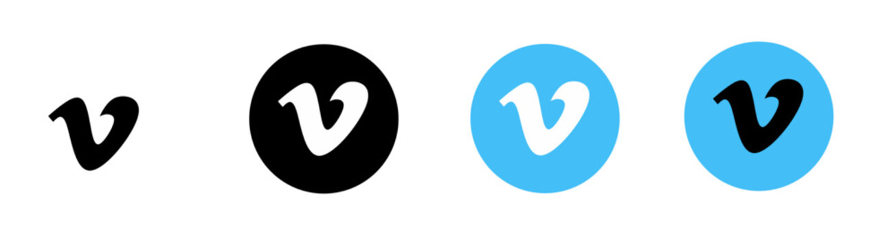 Vector illustration of vimeo social media logo icon set. Vimeo social media logo icon set 