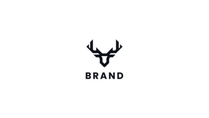 Modern geometric deer head logo concept for a creative business identity, showcasing strength, agility, and a sophisticated brand mark for various applications