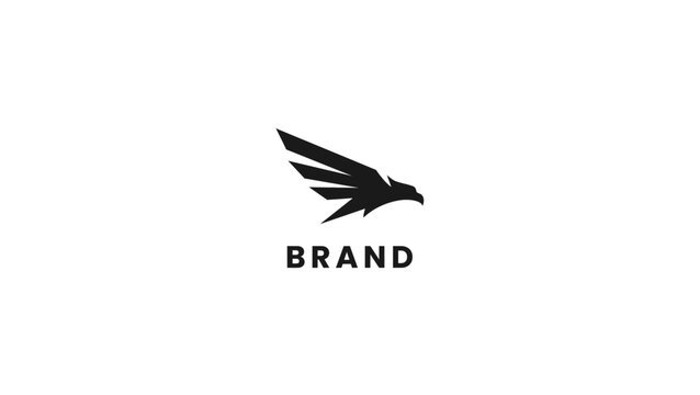 Striking abstract eagle head logo, a modern and powerful emblem representing strength, speed, and corporate identity with a dynamic wing design