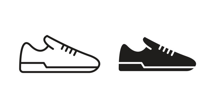Shoes icon element for graphic designs. line and flat symbols