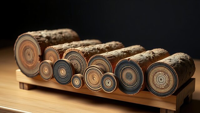 pushdown. Geological core samples on a wooden rack, revealing stratified earth layers. STEM education sheets, lab safety posters, designed for STEM education and laboratory safety posters.