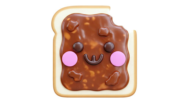 Cute Chocolate Spread Toast with a Bite Mark