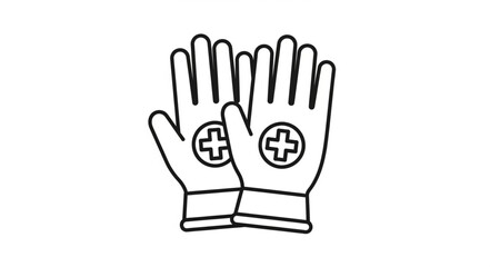Obraz premium Medical Gloves Icon with Cross Symbol Illustration.