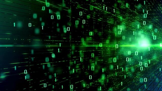 random digital data matrix of binary numbers background. Technical environment programming, binary code numbers. Digital abstract numbers background.