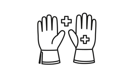 Obraz premium Medical Gloves With Plus Signs Icon Illustration.