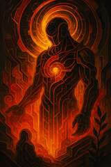 Fototapeta premium Futuristic artificial intelligence entity glowing with energy