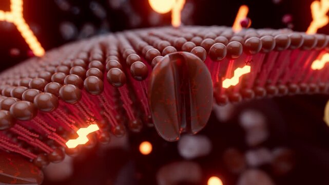Conceptual 3D animation of a cell membrane