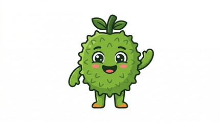 Fototapeta premium Cartoon Durian Fruit Character with Smile.