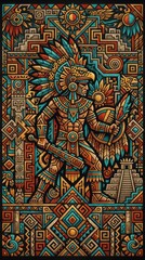 Colorful Aztec Warrior Illustration Aztec Warrior Colorful Art Native Culture Historical. Concept featuring aztec, warrior, colorful, art, native for professional commercial design.