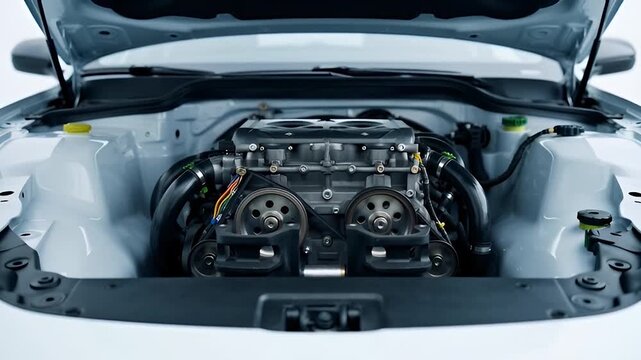 Car engine compartment interior.