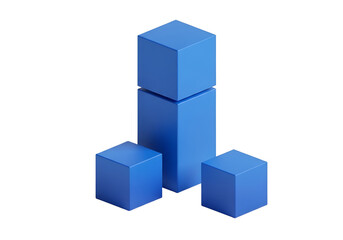 Obraz premium Four blue blocks stacked in bar graph formation on white background