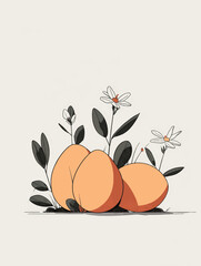 Elegant Golden Easter Eggs with Botanical Spring Flowers Minimalist Luxury Vector Background for Sophisticated Holiday Poster Design