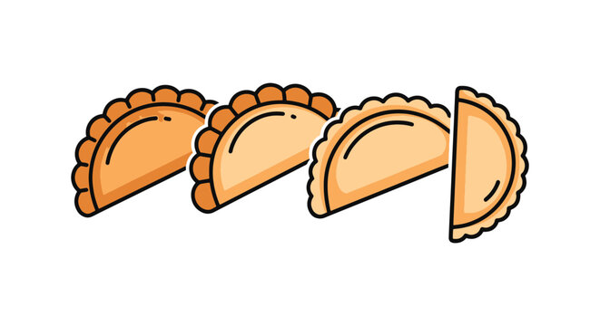 Fried Empanadas Line art creative artistic abstract style vector