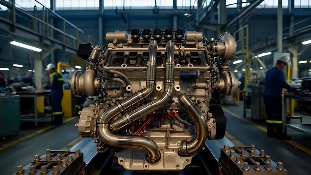 Industrial engine manufacturing process.