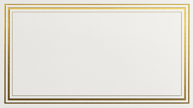 Elegant gold decorative frame and ornate border with blank ivory center for invitation and certificate design luxury stationery background