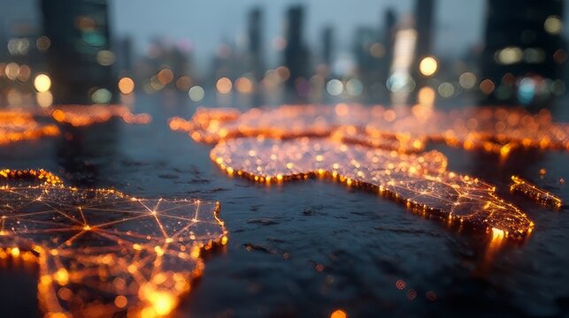 Global connectivity and international commerce. Global cities data network connection technological, financial, or data driven background. 